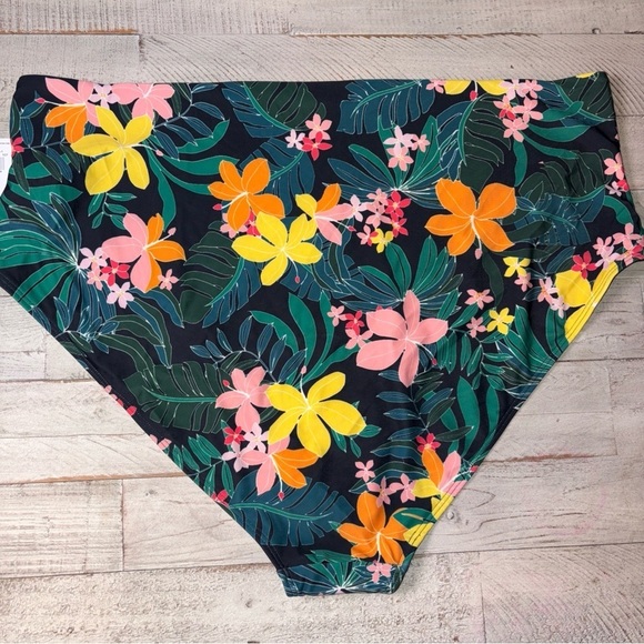 Old Navy Women's Size 3X Black Tropical High-Rise Classic Bikini Swim Bottom - Picture 9 of 13